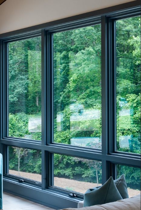 Fixed picture window with forest view